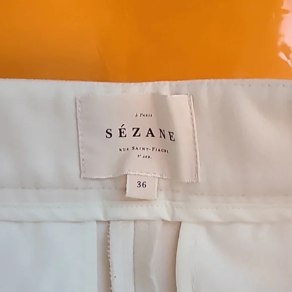 Sezane mid-high waist wool chuck trousers ecru - Picture 3 of 16